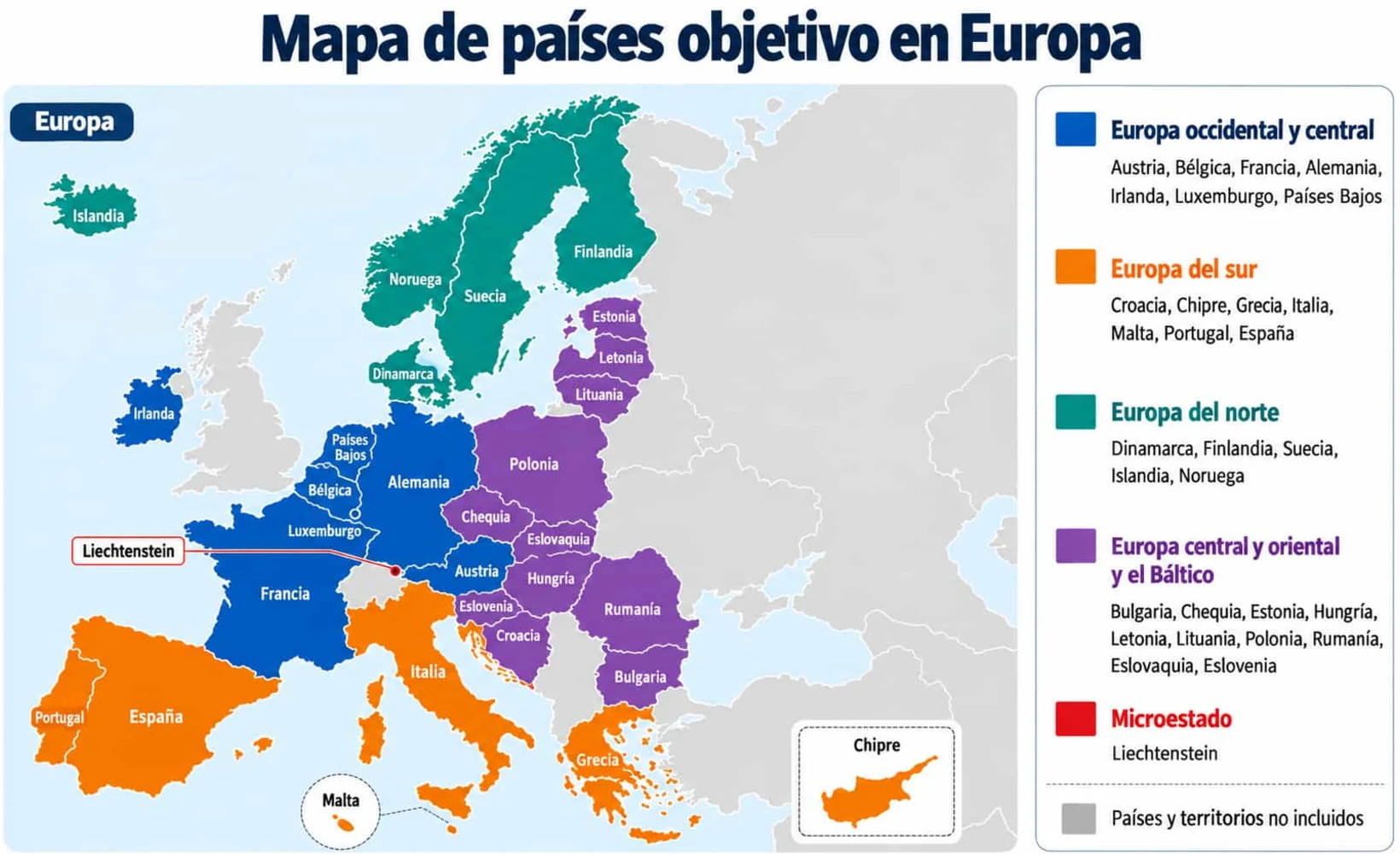 Mapa del Espacio Económico Europeo con los países compatibles con tarjetas de pago con criptomonedas