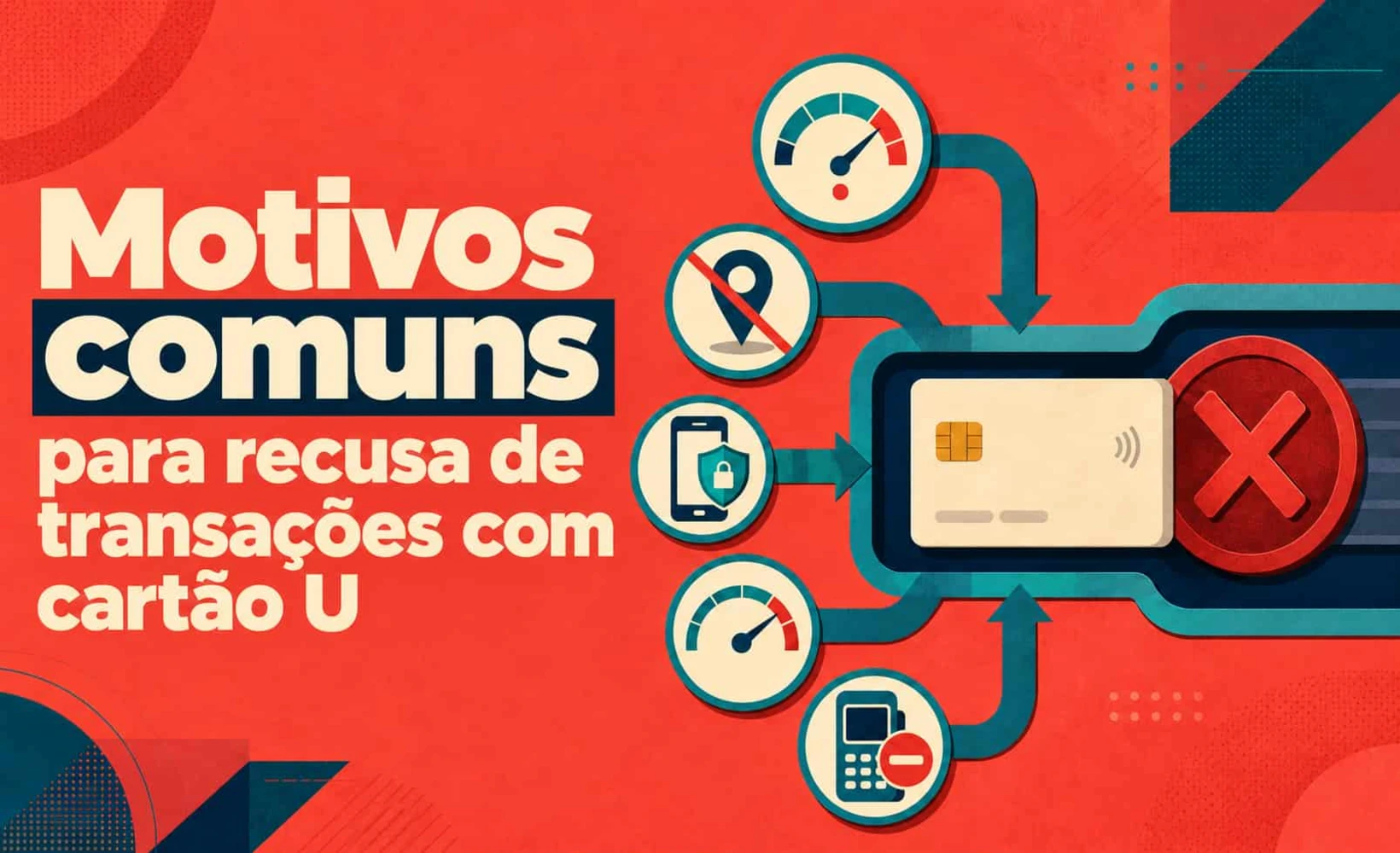 Ilustração dos motivos comuns para transações com cartões U serem recusadas