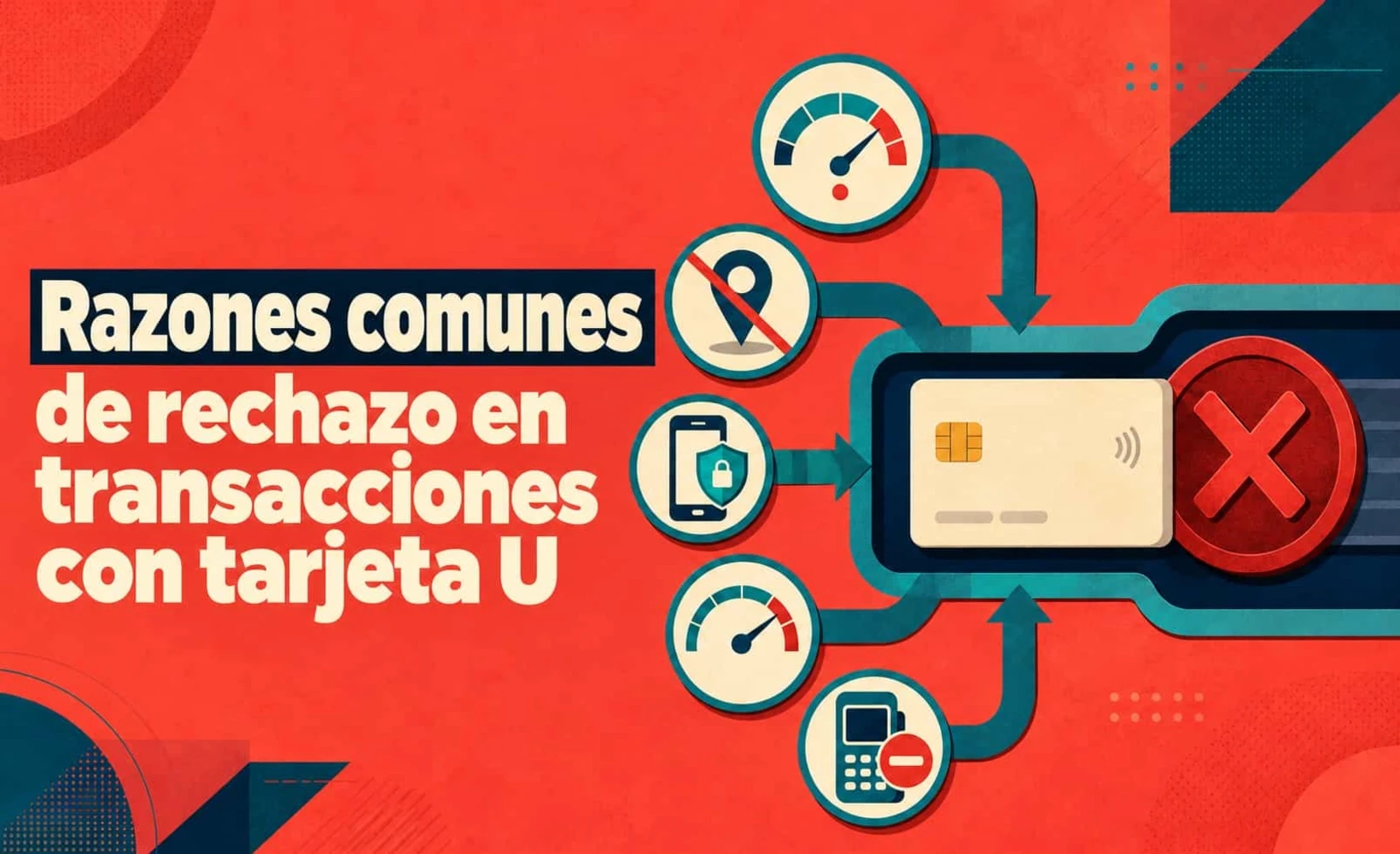 Ilustración de las razones comunes por las que se rechazan las transacciones con tarjetas U
