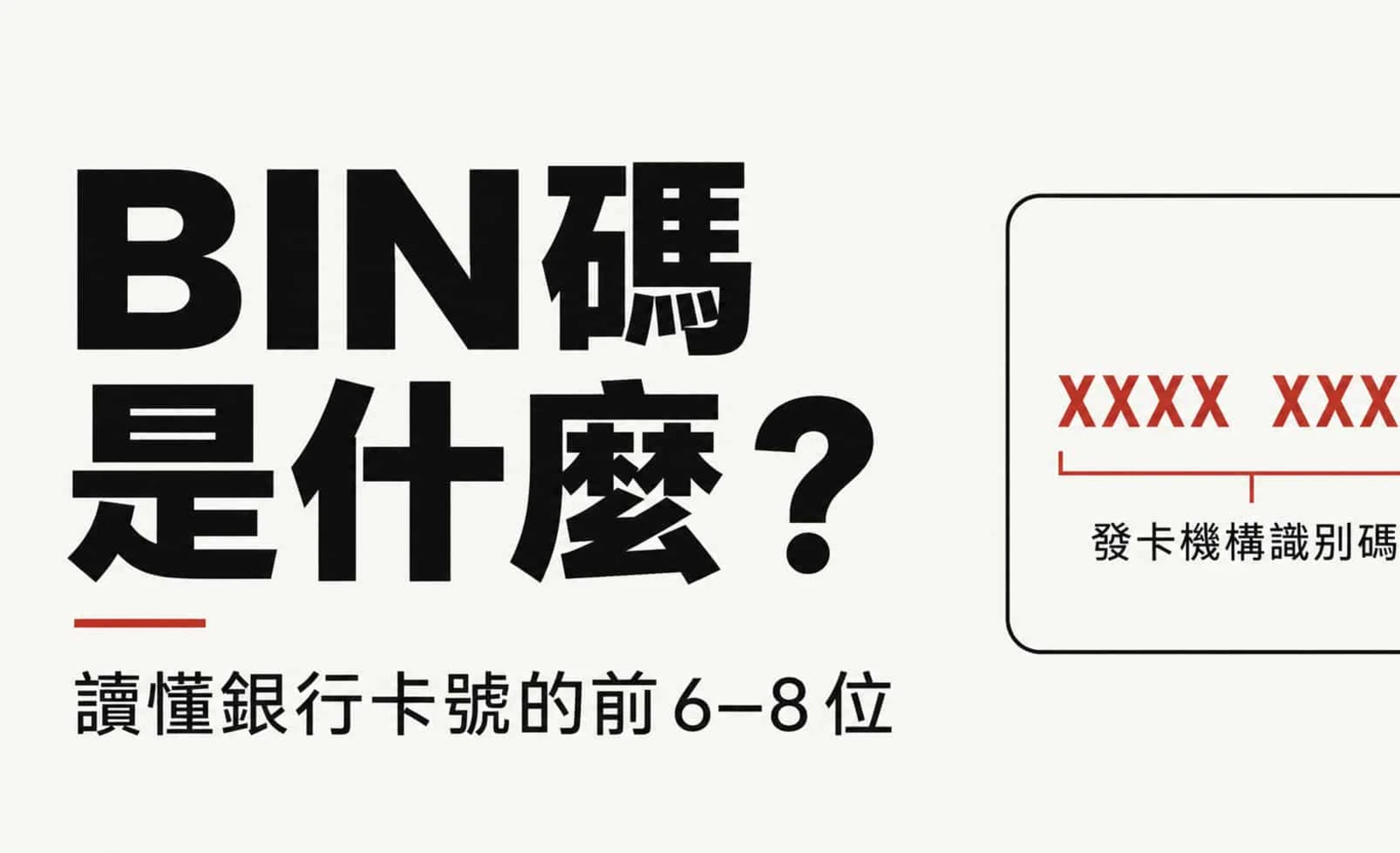 銀行卡卡號結構示意圖，展示BIN發卡行識別碼、發卡行自訂位與檢驗碼