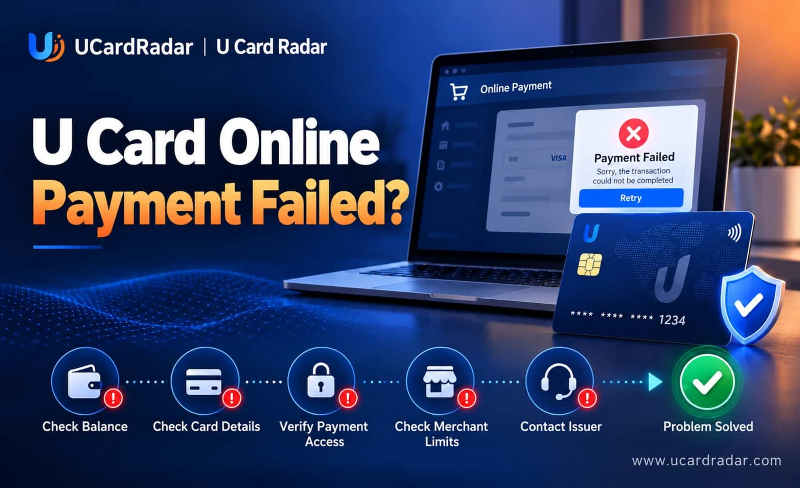 U Card online payment troubleshooting steps diagram