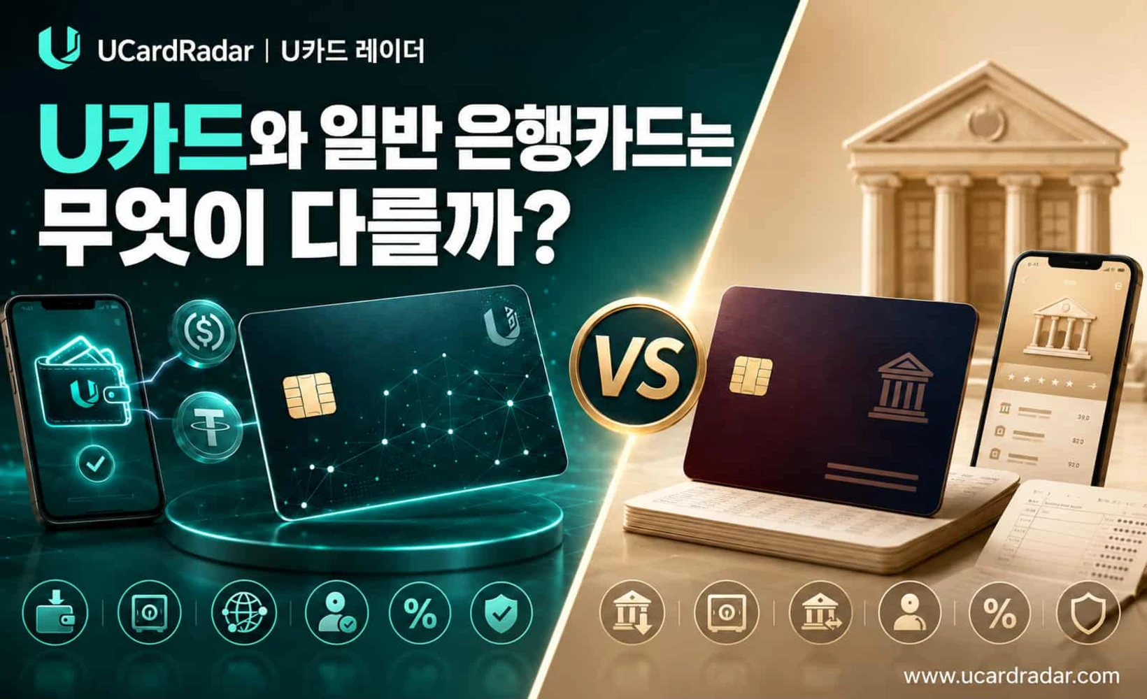 U카드와 일반 은행카드 비교 이미지